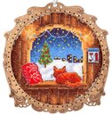 Миниатюра. Окно в зимний вечер (с рамкой) (13*12 см)