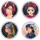 Дамы. Значки. Магниты (4 шт. 6*6 см) (перфорированный фетр)