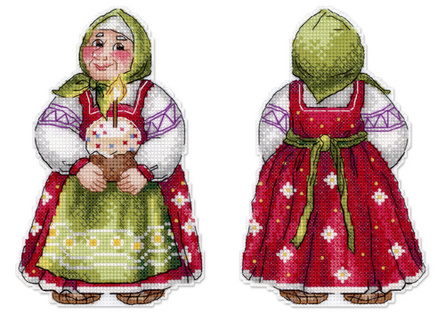 Бабушка с куличом (16*10 см) (пластиковая канва)